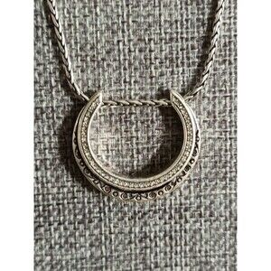 Brighton Crescent Moon Reversible Rhinestone Silver Tone Necklace